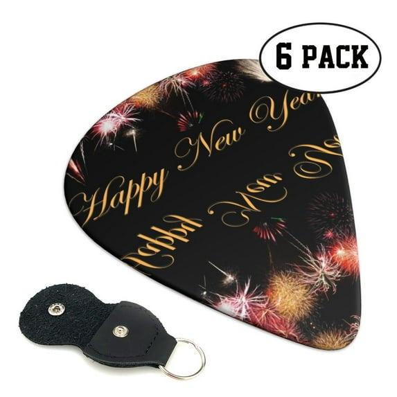 6pcs Set New Years Eve Guitar Picks Plectrums for Bass Electric Guitar Acoustic Guitar Lovers Guitarists