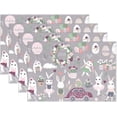 thumbnail image 1 of 6pcs Set of Cute Happy Easter Characters Placemat - 12x18in - Washable Heat Crease Resistant Printed Place Mat for Kitchen Dinner Table, 1 of 7