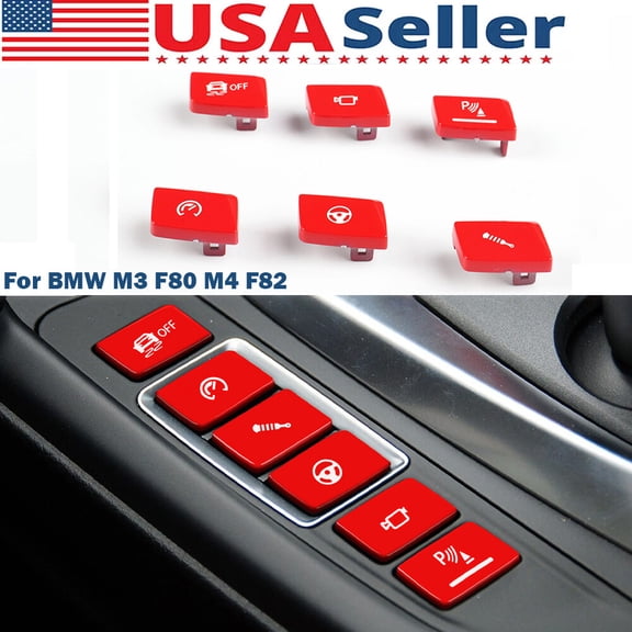 6pcs Shift Button Cover Trim Car Interior Accessories Red For BMW M3 F80 M4 F82