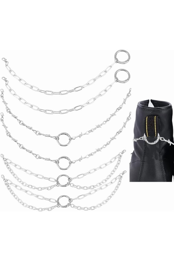 6pcs Shoe Charms Chains Shoelaces 3 Styles Strap with Alloy Spring Gate Rings Sneaker Bag Handbags Charms Pants Chain Keychain for Casual Canvas Shoes