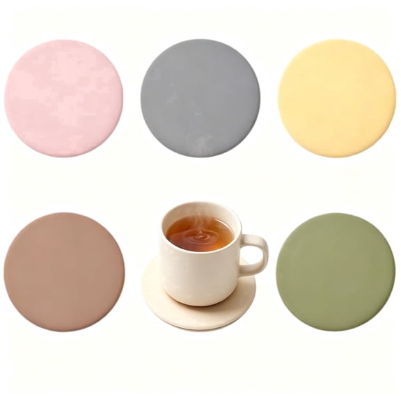 6 Pack Silicone Drink Coasters, Round Table Coasters