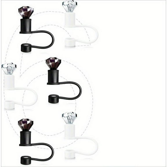 6pcs Silicone Reusable Straw Set Dust Cap Protector Christmas, Halloween, Thanksgiving, Valentine's Day Parties and Celebrations Holiday Straws Are The Perfect Gift for Friends and Family