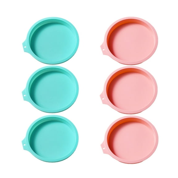 6pcs Silicone Round Cake Molds Multilayer Baking Pans Set for Rainbow Cakes