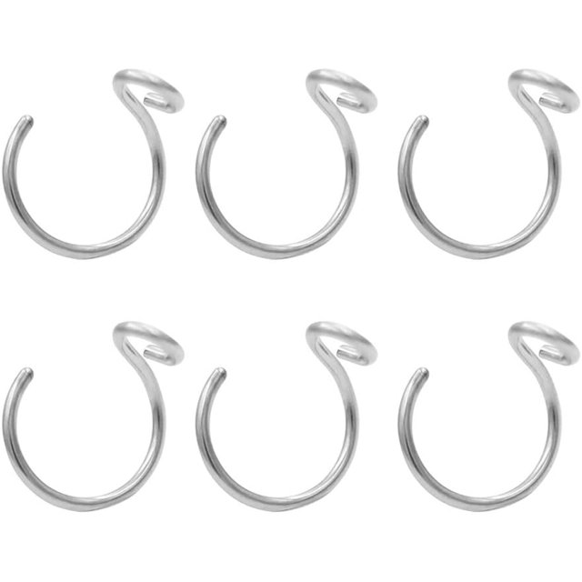 6pcs Silver Fake Nose Ring Fake Piercings Fake Nose Rings for Women