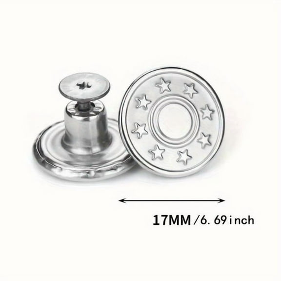 6pcs Silvery Adjustable Jeans Buttons – No-Sew Waist Tighteners for Pants, Skirts & Denim, Reusable Quick Fit