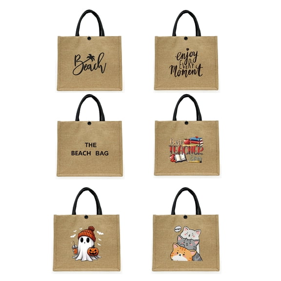 6pcs Simple and Versatile Linen Handbag Fashion Tote Bag