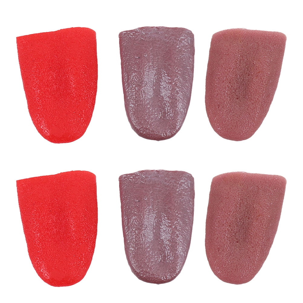 6pcs Simulation Fake Tongue Artificial Tongue Props Steel Needle Pierce