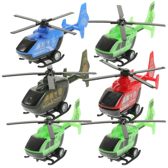 6pcs Simulation Mini Pullback Helicopter Toy Decoration Pull Back Aircraft Models Airplane Models Planes Toys Plastic Inertia Toy for Children Kids Playing (Random Color)