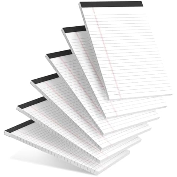 6pcs Small Note Pad 5x8 College Ruled Legal Pads Paper Notepads 6 Pack Study Back Writing Pads 5 x 8 Legal Pads Perforated Narrow Ruled Pads of Paper White