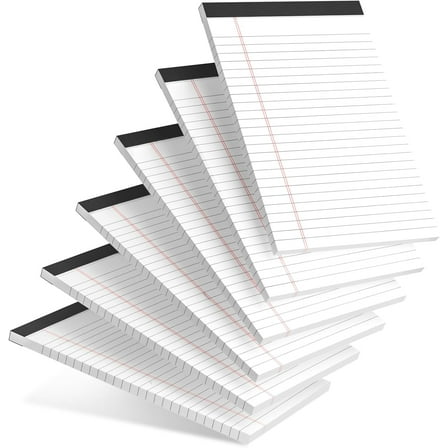 6pcs Small Note Pad 5x8 College Ruled Legal Pads Paper Notepads 6 Pack Study Back Writing Pads 5 x 8 Legal Pads Perforated Narrow Ruled Pads of Paper