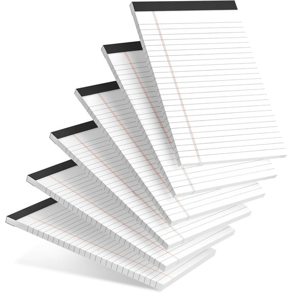 6pcs Small Note Pad 5x8 College Ruled Legal Pads Paper Notepads 6 Pack Study Back Writing Pads 5 x 8 Legal Pads Perforated Narrow Ruled Pads of Paper