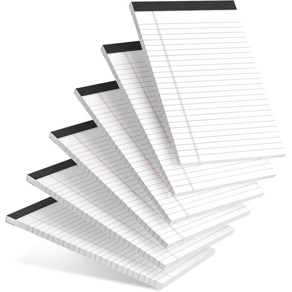 6pcs Small Note Pad 5x8 College Ruled Legal Pads Paper Notepads 6 Pack Study Back Writing Pads 5 x 8 Legal Pads Perforated Narrow Ruled Pads of Paper
