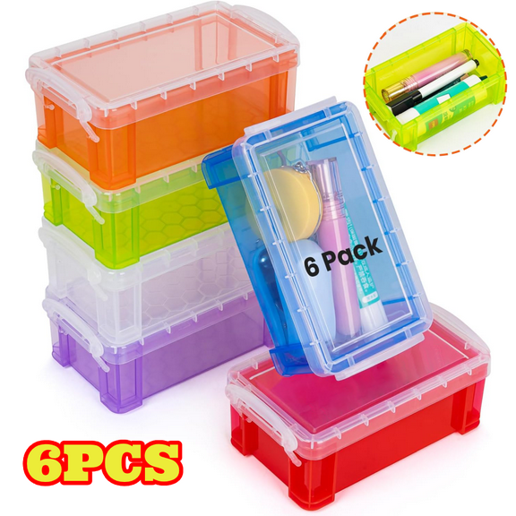 6pcs Small Plastic Box, 5" X 2.8" X 2" Stackable Mini Storage Box with Lid, Clear Organizer Container for Jewelry Beads, Small Crafts Items Accessories