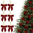 thumbnail image 1 of 6pcs Small Velvet Christmas Bows - Perfect For Christmas Tree, Wreath, Gift Wrap, Party Decor & Home Decoration, Ideal For Snack Bags, Baking Candy Bags And Crafts, 3.1*3.1in, Watermelon Red, 1 of 8