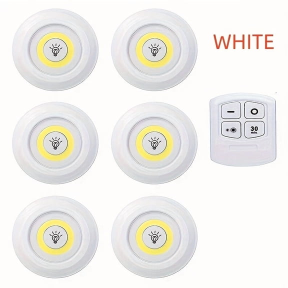 6pcs Smart Cordless LED Under-Cabinet Lights COB Night Light with Remote Control - Wardrobe, Kitchen & More