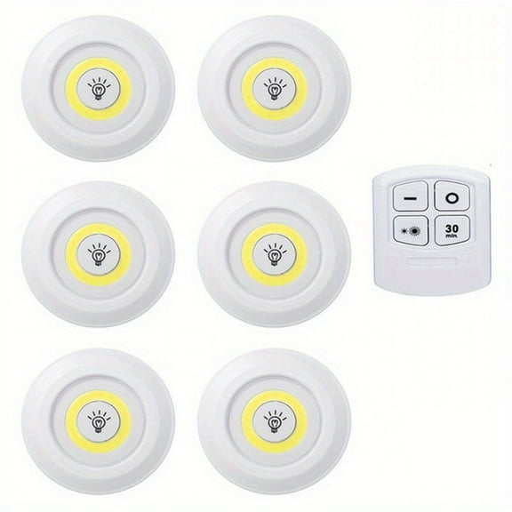 6pcs Smart Wireless LED Under-Cabinet Lights COB Night Light with Remote Control - Perfect for Wardrobe, Kitchen And More!