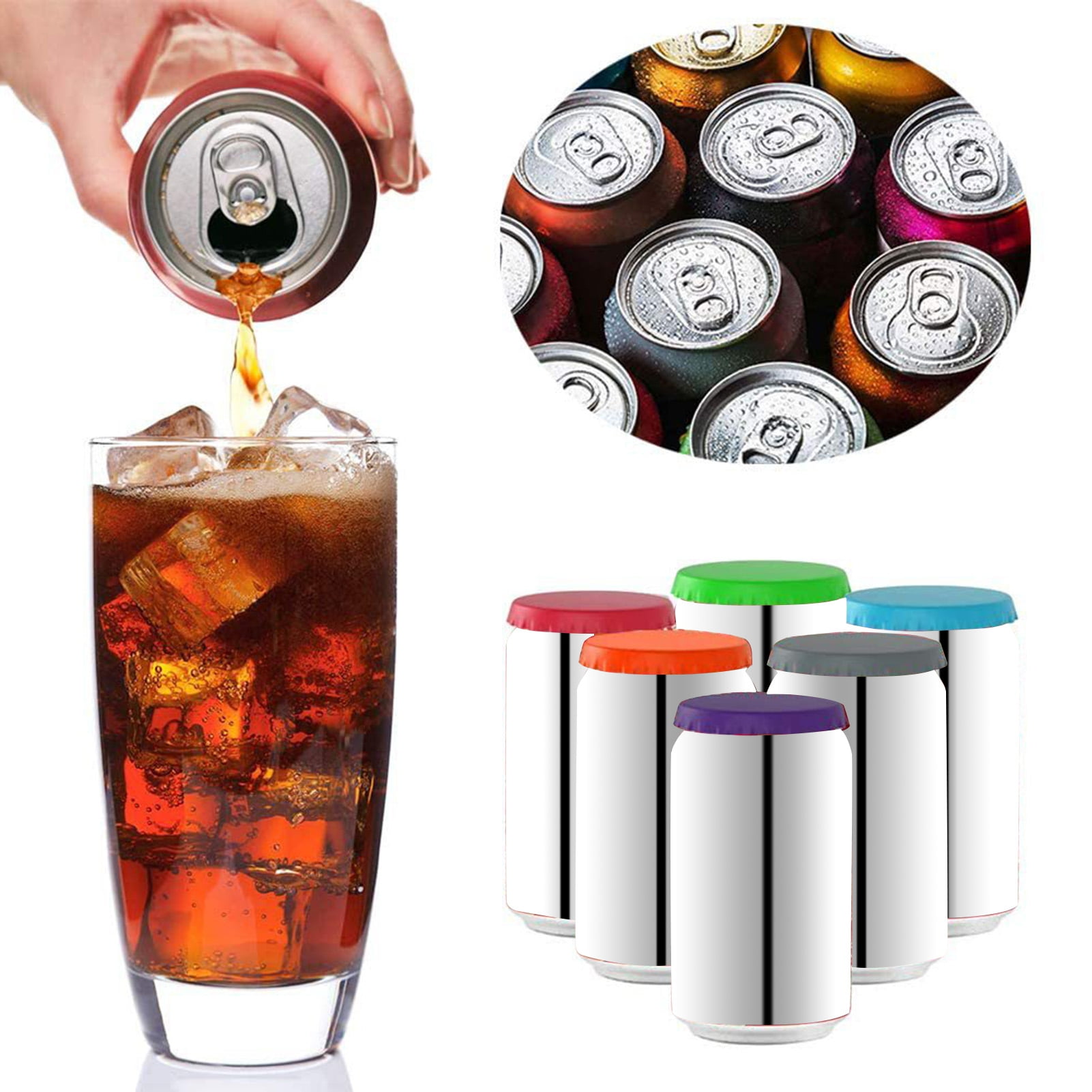 6pcs Soda Can Lid Good Sealing,Leakproof Silicone Drink Can Topper Beverage Beer Can