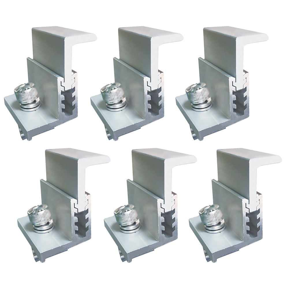 6pcs Solar End Clamp Solar Panel Mounting Z Bracket Aluminum Rail End Clamps Adjustable Solar Panel PV Mounting System