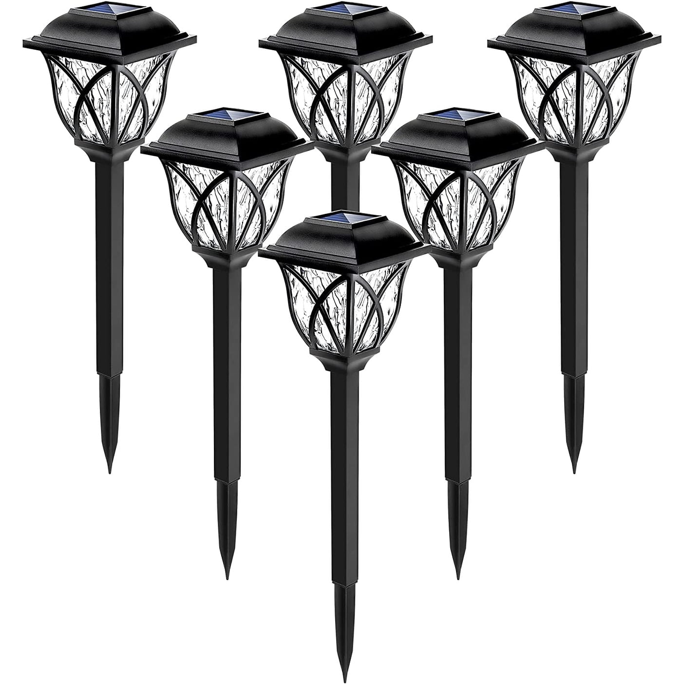 Cool White LED Solar Pathway Lights Multipack with Black Metal Stakes