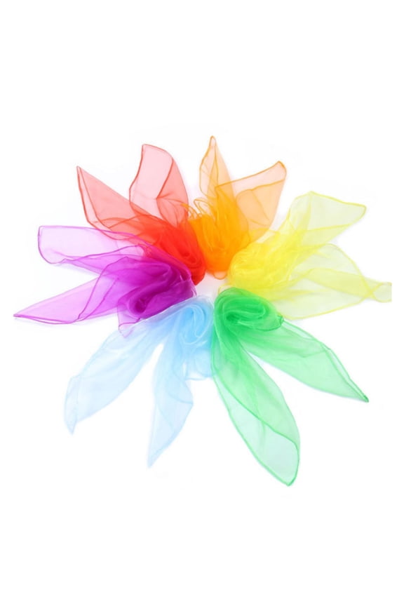 6pcs Solid Color Sheer Chiffon Scarves Set Soft Polyester Juggling Scarves for Party Decorations Kids Play & Fashion Accessories