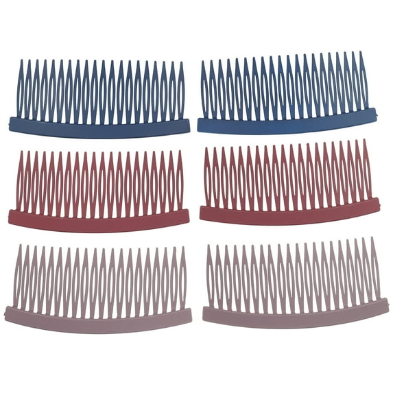 6pcs Solid Color Side Comb 20 Frosted Wide Teeth Side Hair Combs for Women Accessories Blue Red Purple