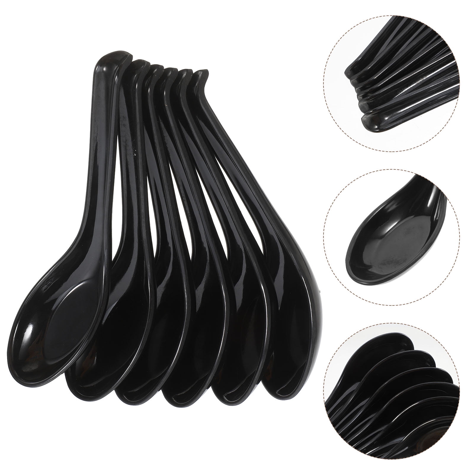 6pcs Soup Spoon Chinese Japanese Spoons for Ramen Pho Wonton Deep Oval ...