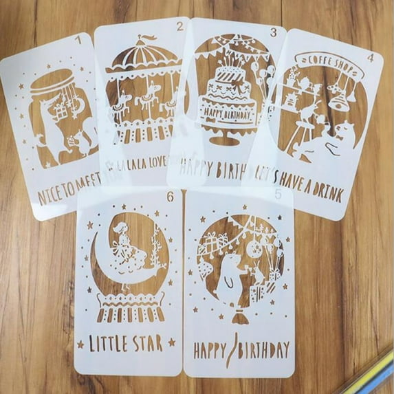 6pcs Special-shaped Handwritten Newspaper Painting Template For Diy Notebook Diary Scrapbook #2