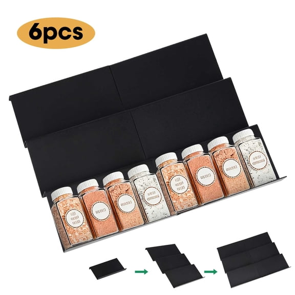 6pcs Spice Drawer Organizer, EEEkit Expandable 9"-18" Spice Rack Tray for Kitchen Drawers, Stackable Seasoning Organizer