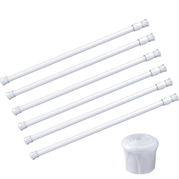 6pcs Spring Tension Curtain Rod, 15.7-28 Inches Adjustable Expandable Pressure White Curtain Tension Rods For Kitchen, Bathroom, Window, Home