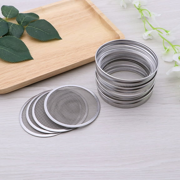 Stainless Steel Sprouting Lids with Removable Mesh for Seed Sprouting 6pcs Silver