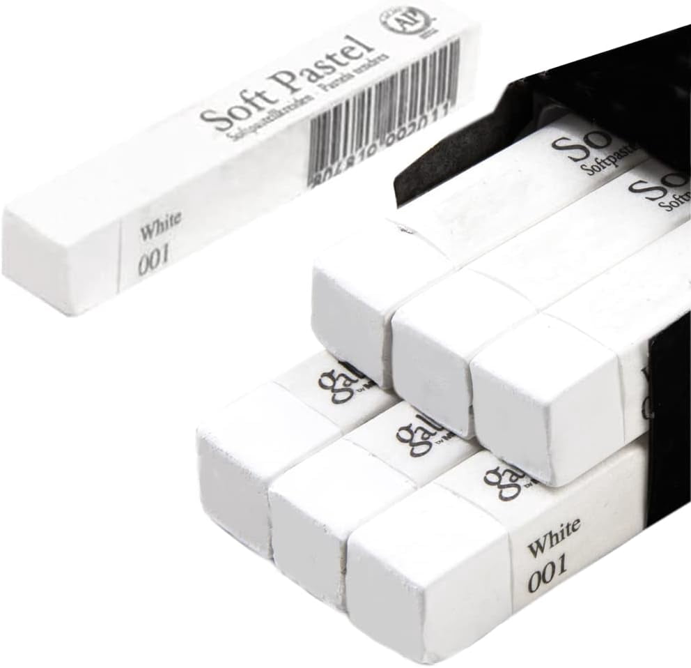6pcs Square White Soft Pastel Set, Professional Artist's Sketching Chalk Pastels Sticks Oil Painting Kit Art Crayons Non Toxic Individual Color Drawing for Artist,Beginner