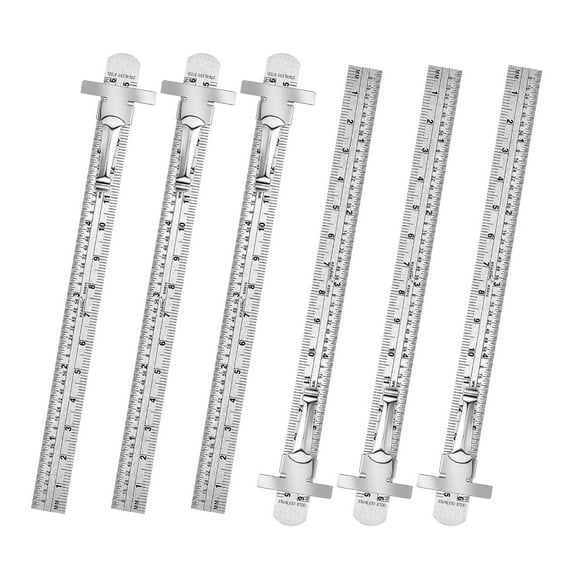 6pcs Stainless Machinist Ruler Pocket Ruler 6Inch Metric Scale Ruler