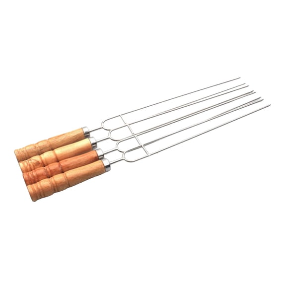6pcs Stainless Steel BBQ Fork Barbecue Skewers Kebab Cooking Sticks