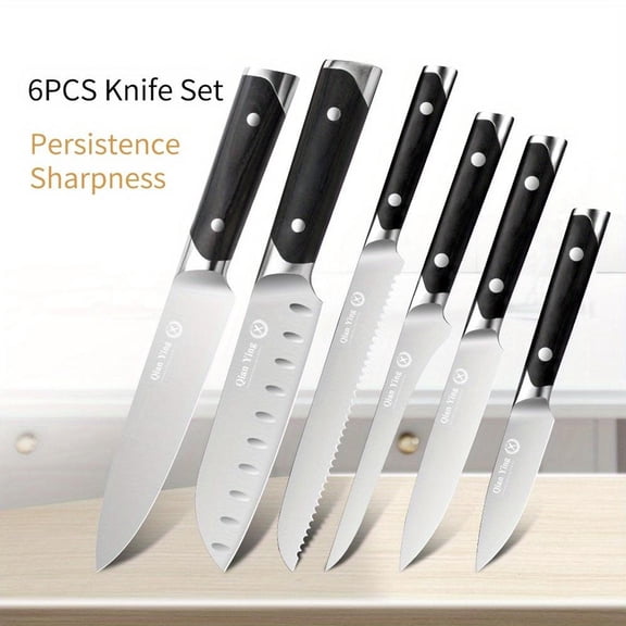 6pcs Stainless Steel Chef Knife Set Steak Knife Bread Knife Fruit Knife Sharp and Exquisite Full Set of Knife Combination