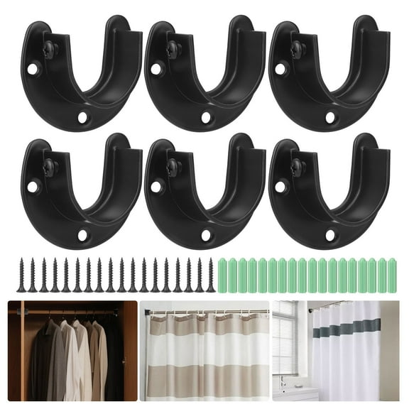 6pcs Stainless Steel Closet Rod Holders, EEEkit Closet Rod End Support Bracket for 1-1/4" Diameter, Flange U-Shaped Curtain Pole Socket