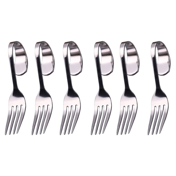 6pcs Stainless Steel Curved Handle Fork Cake Forks Dessert Forks Salad Fork