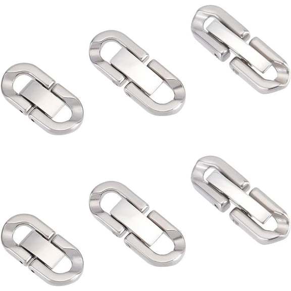 6pcs Stainless Steel Fold Over Clasp 7.5~11.5mm Jewelry Extender Foldover Link Extension Clasp Fold Over Bracelet Clasp Extender for Making Jewelry