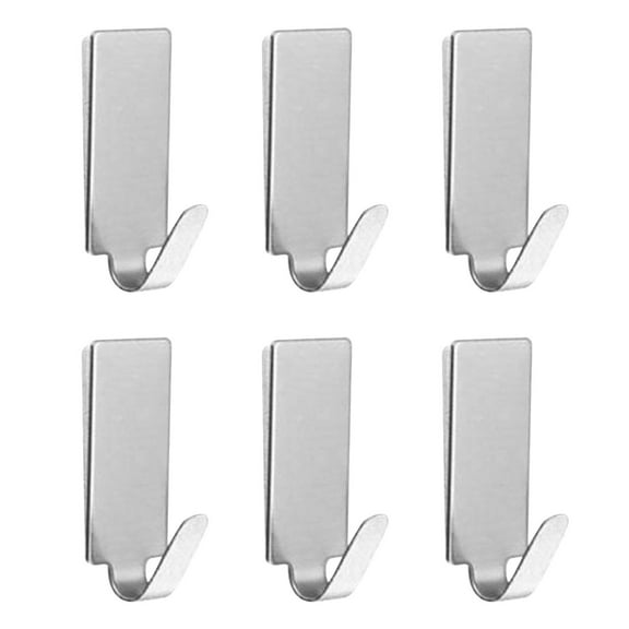 6pcs Stainless Steel Self-Adhesive Hook for Home Kitchen Store, Towel Racks Wall Hooks for Restaurant Kitchen Hotel