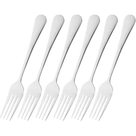 6pcs Stainless Steel Steak Forks Set Silver Sturdy Barbecue Dinnerware for Home Kitchen Restaurant Use