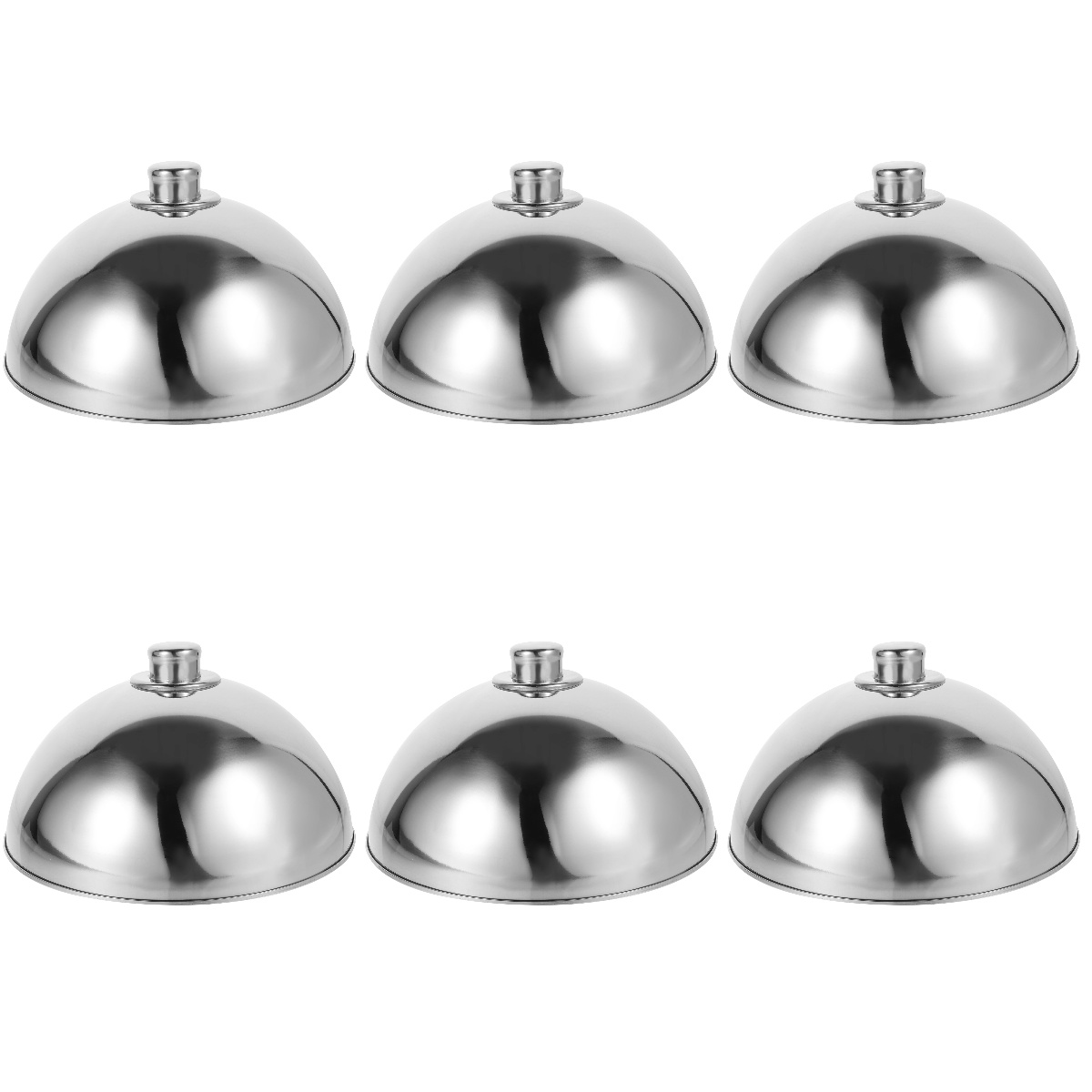 6pcs Stainless Steel Steaming Cover Cheese Melting Dome Burger Cover Serving Cover for Kitchen