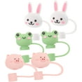 thumbnail image 1 of 6pcs Straw Cap Silicone Drinking Straws Soft Rubber Silica Gel Straight, 1 of 5