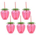 thumbnail image 1 of 6pcs Strawberry Drinking Cup with Straw Summer Party Cup (6 strawberries), 1 of 9