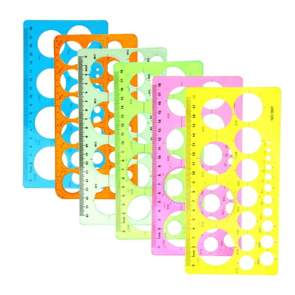 6pcs Student Plastic Template Ruler Artist Home Office For Drawing Circle Stencil Set School Quilling Gift Measuring Stationery