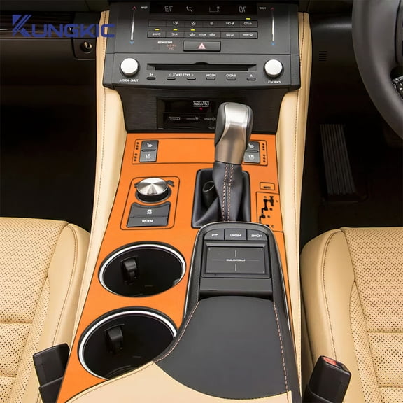 6pcs Suede Gear Shift Cupholder Panel Frame Covers for 2015-2022 Lexus RC Left-Hand Drive Car Interior Accessories, Orange