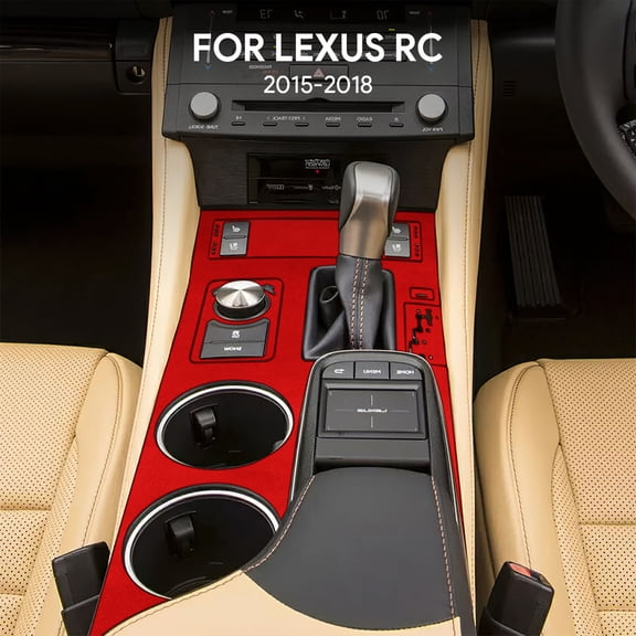 6pcs Suede Gear Shift Cupholder Panel Frame Covers for 2015-2022 Lexus RC Left-Hand Drive Car Interior Accessories, Red