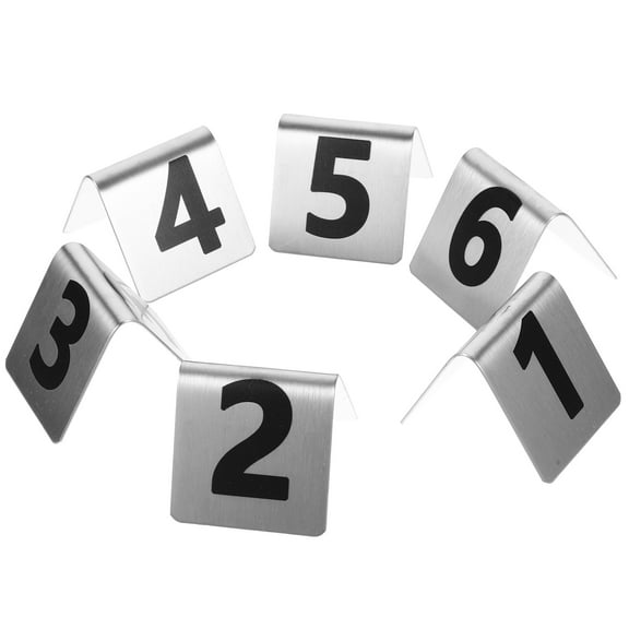 6pcs Table Numbers 1-6 Cards Table Numbers Double Side Tent Stainless Steel Number Tent for Wedding