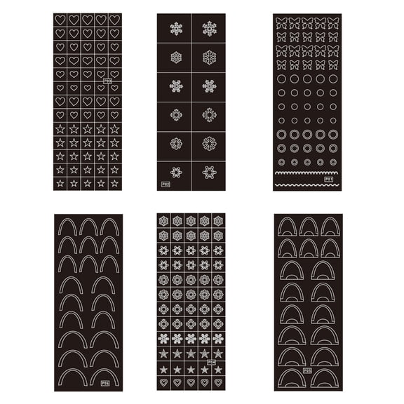 6pcs Template Stencil Nail Art Stickers French Nail Decals Printing for Women
