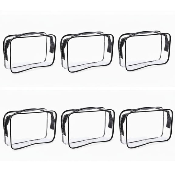 6pcs Thickened PVC visible toiletries bag, outdoor travel cosmetics and toiletries storage bag, waterproof zipper bag