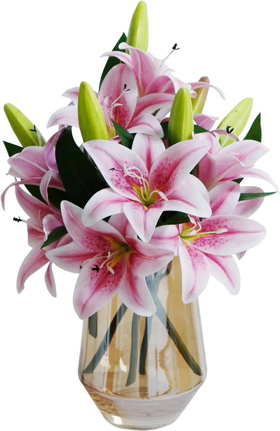 6pcs Tiger Lily Artificial Flowers, 15 Inch Faux Lilies Flower with 2 Blooms and 1 Bud, Latex Real Touch Easter Lily Flowers for Home Décor Centerpiece Wedding Bouquet,Deep Purple