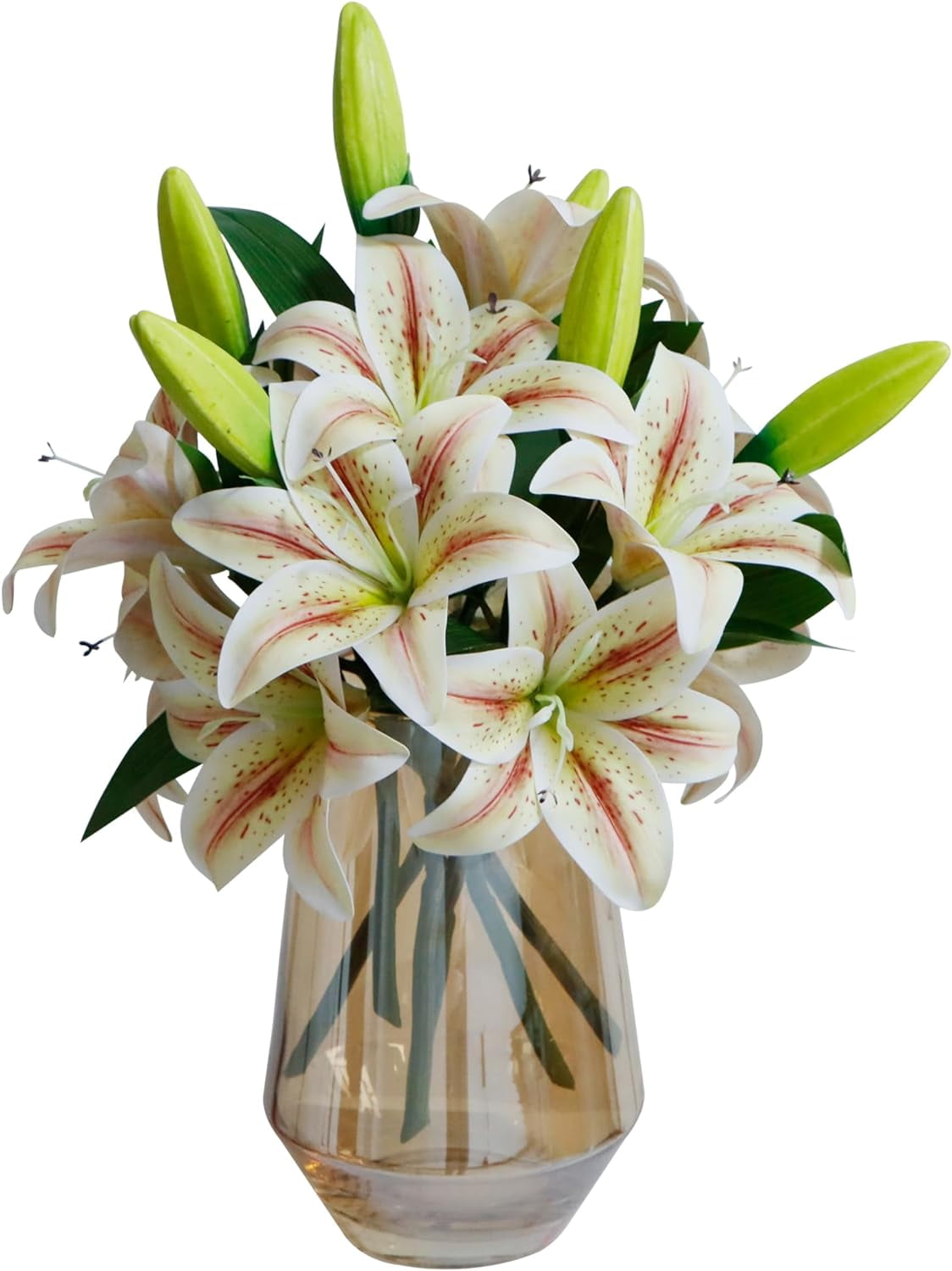6pcs Tiger Lily Artificial Flowers, 15 Inch Faux Lilies Flower with 2 Blooms and 1 Bud, Latex Real Touch Easter Lily Flowers for Home Décor Centerpiece Wedding Bouquet,Deep Purple